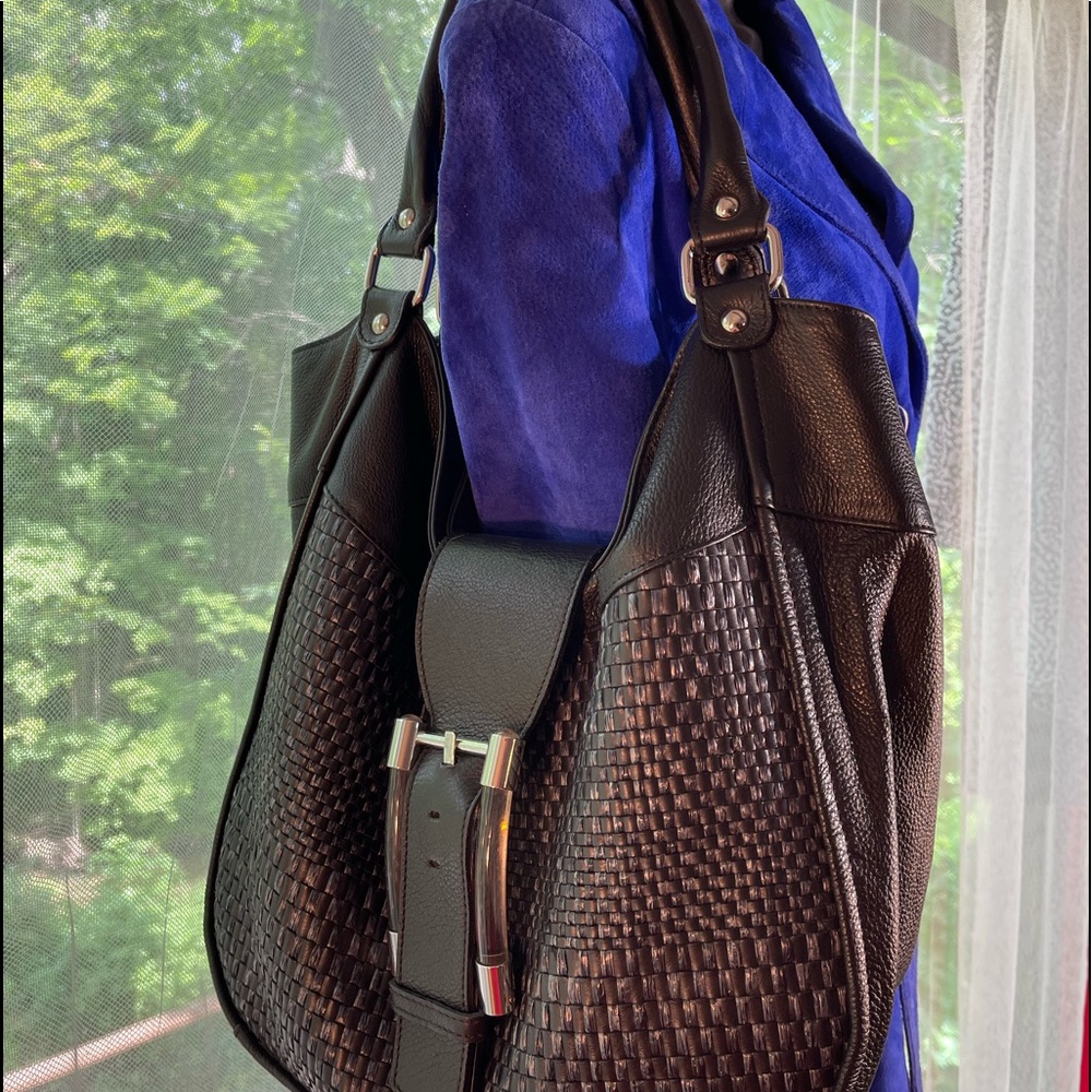 Aleanto Collezioni Made in Italy black leather cute large bag. Cute design. - Picture 11 of 15